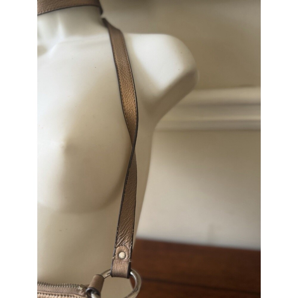 B Makowsky Gold Tan Bronze Camouflage Soft Leather Crossbody Leopard Lining Bag - Picture 4 of 16